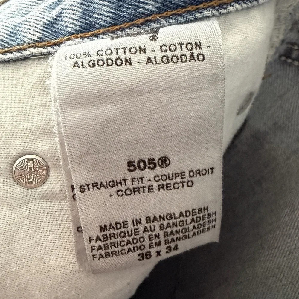 Levis 505 Jeans Mens 36x34 (36x33) Original Straight Regular Fit Cotton Denim